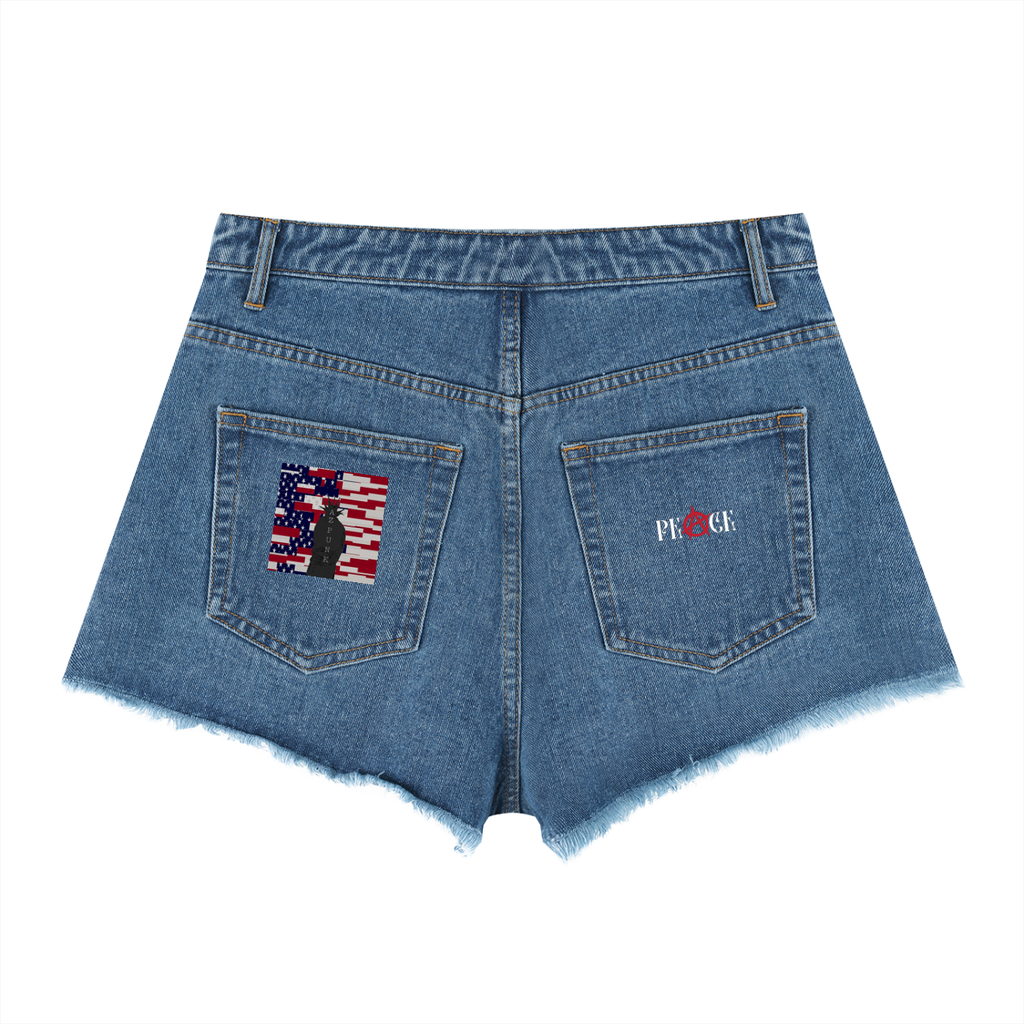 Punk Women’s Vintage Wash High Rise Denim Shorts