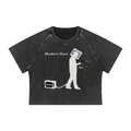 Freedom Women's Mineral Wash Raglan Crop T-Shirt